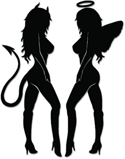 [GDE-069] CALCOMANIA GRANDE DIABLA Y ANGEL NEGRO