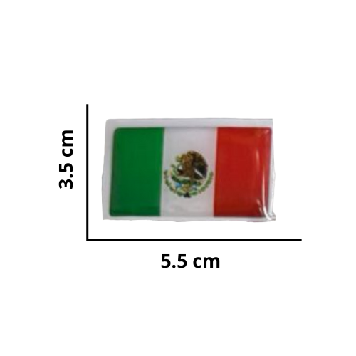 [MED-ACR-063] CALCOMANIA MEDIANA ACRILICO BANDERA DE MEXICO 5.5x3.5 cm 