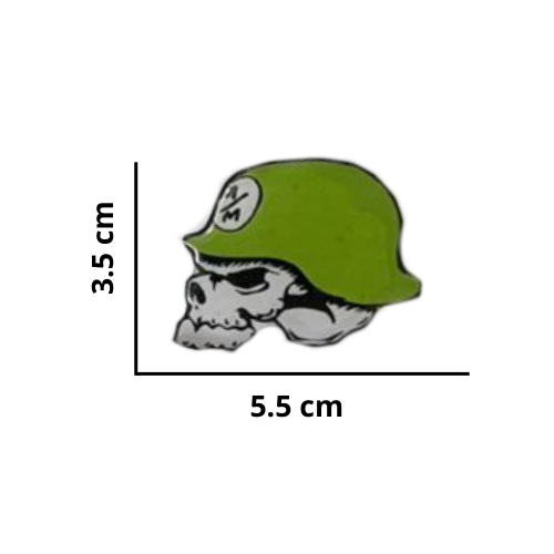 [MED-ACR-163] CALCOMANIA MEDIANA ACRILICO CALAVERA CASCO VERDE 5.5x3.5 cm 