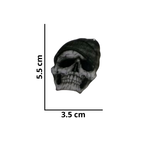 [MED-ACR-240] CALCOMANIA MEDIANA ACRILICO CALAVERA GORRO 5.5x3.5 cm 