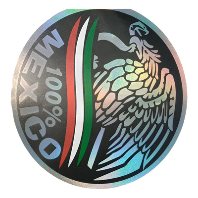 [MED-ACR-062] CALCOMANIA MEDIANA ACRILICO ESCUDO MEXICO PLATA