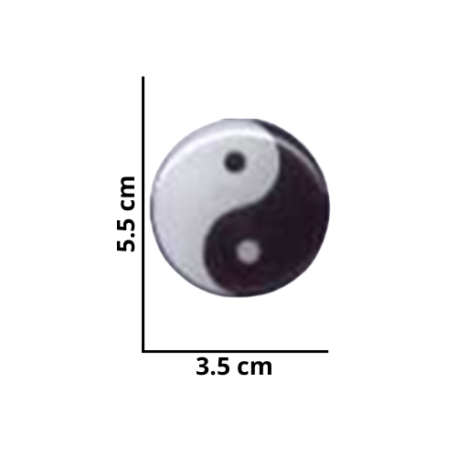 [MED-ACR-086] CALCOMANIA MEDIANA ACRILICO ESCUDO YIN YANG 5.5x3.5 cm 