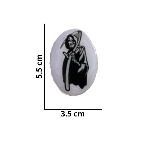 [MED-ACR-088] CALCOMANIA MEDIANA ACRILICO SANTA MUERTE 5.5x3.5 cm 