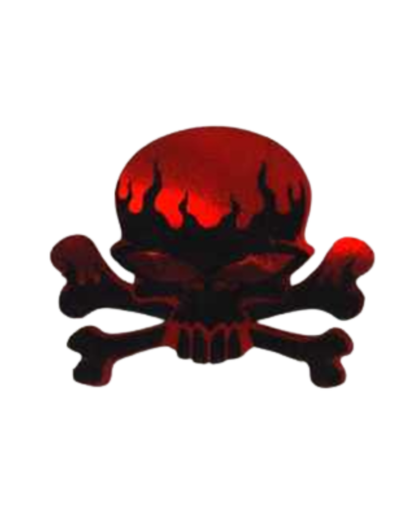 [MED-VIN-227] CALCOMANIA MEDIANA VINIL CALAVERA LLAMAS NEGRAS