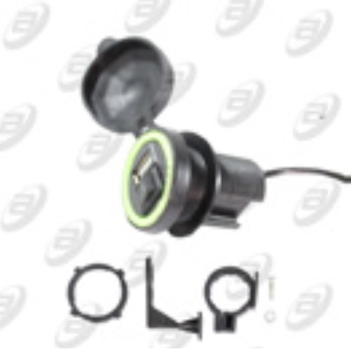 [CGR-005] CARGADOR USB REDONDO NEGRO C/LUZ / BOTON ENCENDIDO ENTRADA 12 Vcc / SALIDA 5 Vcc / 1.5 A / 10.5 W