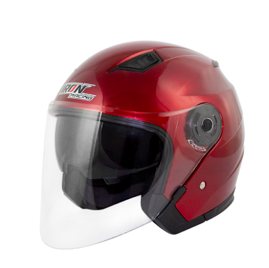 [CAS-7101-1251B] CASCO 3/4 DOT IRON RACING DOBLE MICA MODELO EUPOREO ROJO TALLA M