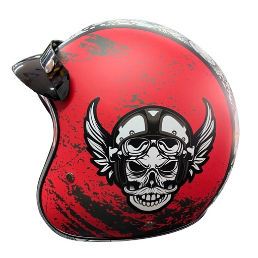 [CAS-3/4-R011-L] CASCO 3/4 RUDO VINTAGE DOT RUDOS BIKER TALLA L ROJO-BLANCO MATE