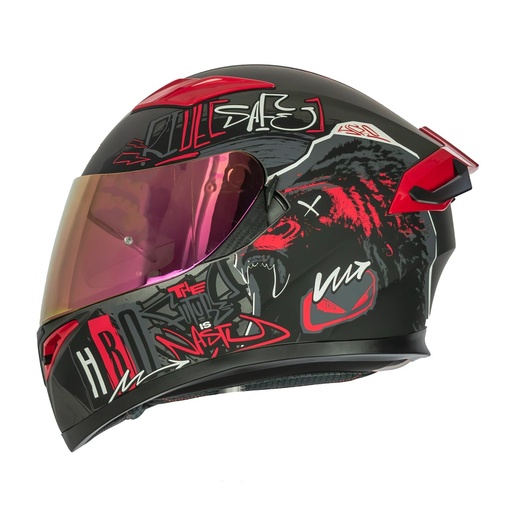 [H514EVGRNRJ-M] CASCO HRO 514 EVO GRUNGE INTEGRAL NEGRO/ROJO M