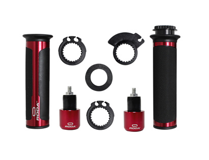 [39-5574-001] PUÑO NEGROS CON CONTRAPESO ALUMINIO ROJO SET RODA