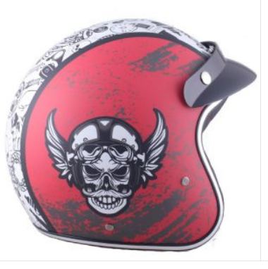 [CAS-3/4-R011-M] CASCO 3/4 VINTAGE CERTIFICADO DOT TALLA M ROJO-BLANCO MATE