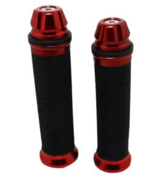 [PUÑ-143] PUÑOS PVC ANTIDERRAPANTE CON BASE Y PUNTA ALUMINIO ROJO C/ TUBO MOVIL MANUBRIO 7/8