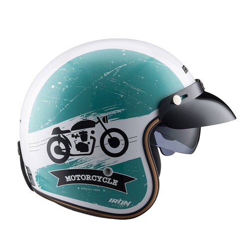 [CAS-7101-1136B] CASCO 3/4 IRON RACING P/CHOPER DOT VERDE MOTO TALLA M