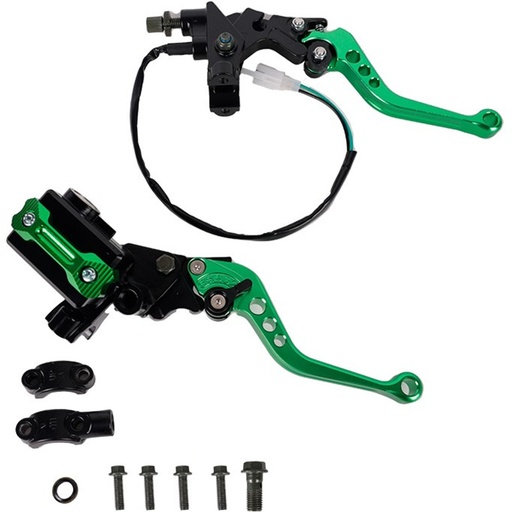 [BOM-1302-0569V] KIT BOMBA FRENO CON MANIJA ALUMINIO CNC UNIVERSAL IR-0569 VERDE