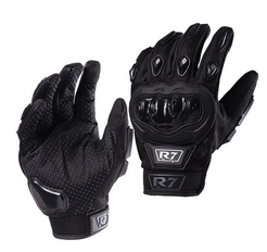 [7306-1322] GUANTES VEL R7 RACING L NEGRO R7-1 TOUCH/LIMPIADOR MICA