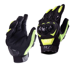 [7306-1336] GUANTES VEL R7 RACING M AMARILLO FLUORECENTE R7-1 TOUCH/LIMPIADOR MICA
