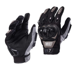 [7306-1346] GUANTES VEL R7 RACING M GRIS R7-1 TOUCH/LIMPIADOR MICA