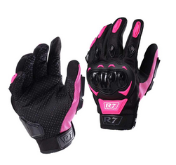 [7306-1351] GUANTES VEL R7 RACING M ROSA R7-1 TOUCH/LIMPIADOR MICA