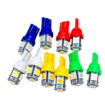 [FOC-LED-43] FOCO 5 LED PELLIZCO LUZ BLANCA  2 ROJOS2VERDES2AMARILLO2 BLANCO2 AZUL 12 Vcc UNIVERSAL