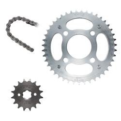 [1507-1186] JUEGO ENGRANES PROMOTO PLATINO 43DX16D CON CADENA 428HX120L HONDA GL150