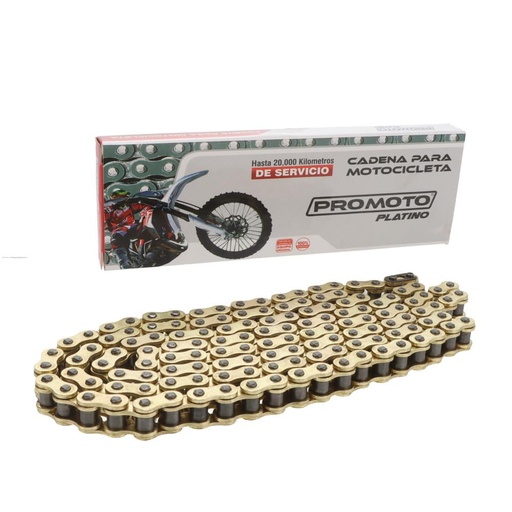 [6502-1209] CADENA 428H -136L REFORZADA DORADA PROMOTO PLATINO