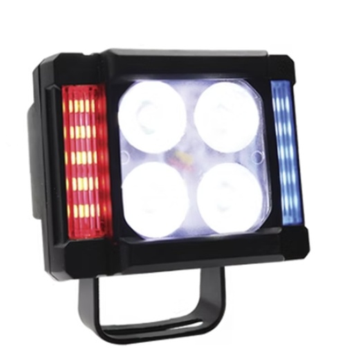 [OK-FAR-A001] FARO AUXILIAR CUADRADO 4 LED BLANCO CON LATERALES AZUL Y ROJO ESTROBO, ALTA, BAJA