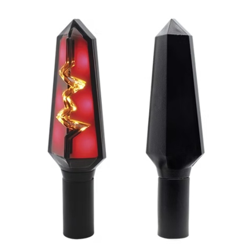 [OK-DIR-A026] DIRECCIONAL LED MINI TIPO RAYO SECUENCIAL AMAR-ROJO UNIVERSAL