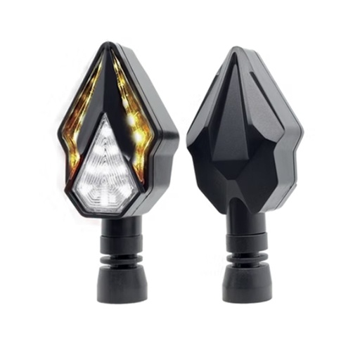 [OK-DIR-A037] DIRECCIONAL LED SECUENCIAL TIPO DIAMANTE AMAR-BLANCO UNIVERSAL