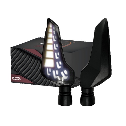 [OK-DIR-A066] DIRECCIONAL LED SECUENCIAL TIPO BOOMERANG AMAR-BLANCO UNIVERSAL