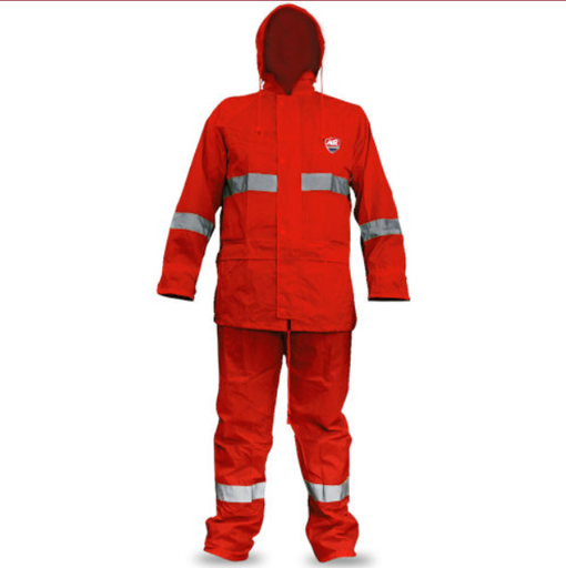 [DZ1005RJ-M] IMPERMEABLE 2 PZAS ALTA VISIB ROJO  T-M