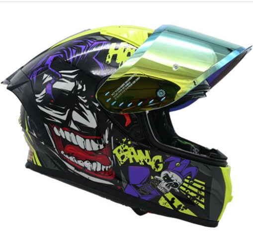 [CAS-CER-H007-XL] CASCO PARA MOTOCICLISTA CERRADO HALF CERTIFICADO ECE-22.06 BRILLANTE VISOR REVO ESPEJO LENTE HUMO G-SORPRISE TALLA XL