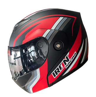 [CAS-7101-6362C] CASCO ABATIBLE IRON RACING IR108II DOT MICA AHUMADA WAVE ROJO L
