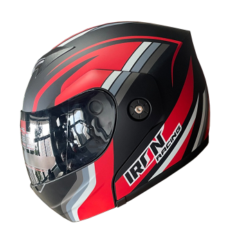 [CAS-7101-6362D] CASCO ABATIBLE IRON RACING IR108II DOT MICA AHUMADA WAVE ROJO XL