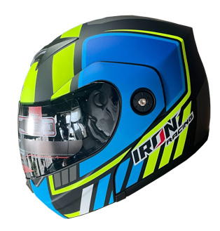 [CAS-7101-6367D] CASCO ABATIBLE IRON RACING IR108II DOT MICA AHUMADA RAYA AZUL XL