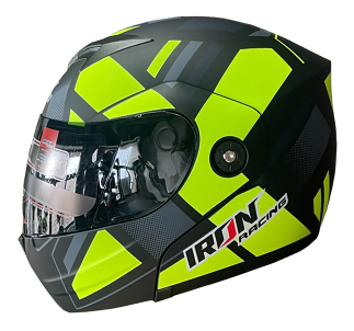 [CAS-7101-6368D] CASCO ABATIBLE IRON RACING IR108II DOT MICA AHUMADA X NEON AMARILLO XL