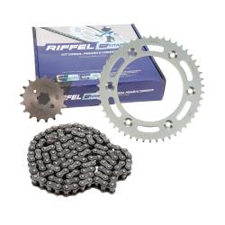 [1507-1097] JUEGO ENGRANES RIFFEL TITANIUM 50DX17D CON CADENA 428HX130L P/HONDA NXR150 BROS