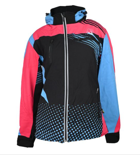 [CHA-033-L] CHAMARRA A-JACKETS CORTA C/CAPUCHA DAMA PROTECCIONES CERTIFICADAS REMOVIBLES NEGRO/AZUL/ROSA TALLA  L