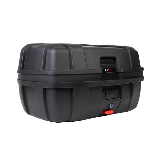 [5103-1148] BAUL TRASERO MOTOCICLETA R7 RACING NEGRO PLASTICO 50 LTS C/RESPALDO