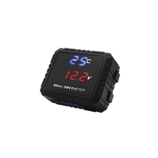 [RS-GRL-12017BU-R] CARGADOR 3 EN 1 CON PUERTO DE USB, MEDIDOR DE VOLTAJE Y MEDIDOR DE TEMPERATURA DIGITAL