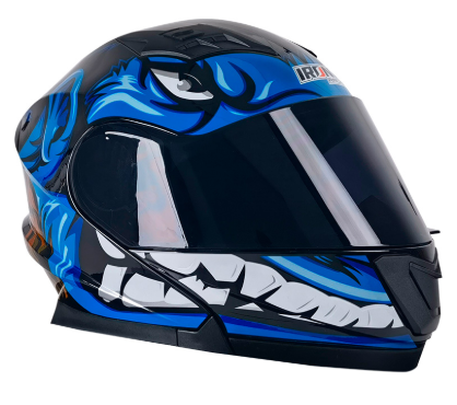 [CAS-7101-6782C] CASCO ABATIBLE IRON RACING DOT IR-190 KING BEAST LED BI-COLOR AZUL L