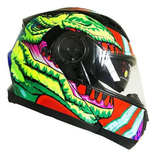 [CS822NVL-P] CASCO CERRADO C/GAFA NEG.MATE VERDE L