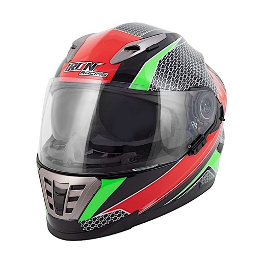 [CAS-7101-1395B-P] CASCO CERRADO IRON RACING DOBLE MICA DOT IR-999 GALAXY TALLA M