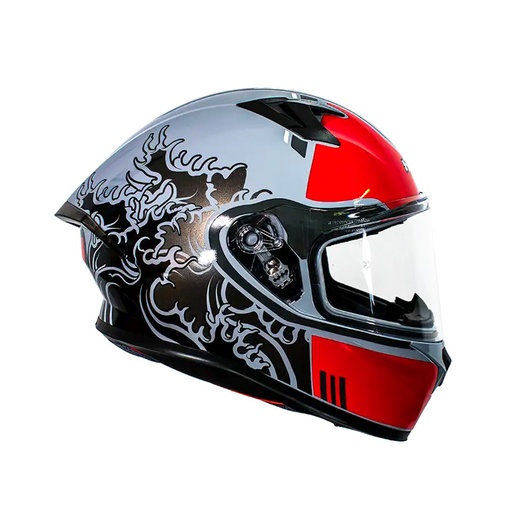 [HRO-523-HOKUSAIRJ-L] CASCO HRO 523DV HOKUSAI GRIS/ROJO VISOR TR (L)