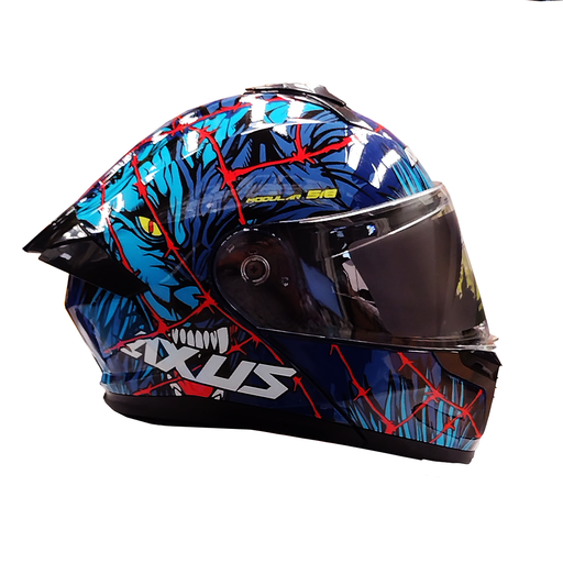 [AC1B-4003-002] CASCO PARA MOTOCICLISTA  ABATIBLE  CHUPACABRA AZUL/ROJO TALLA L 59-60
