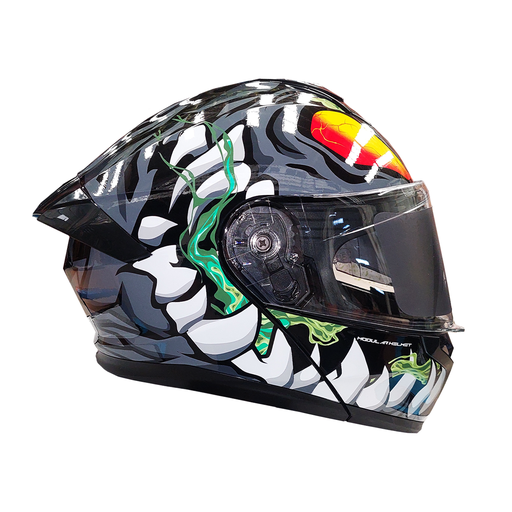 [AC1A-2024-011] CASCO PARA MOTOCICLISTA  ABATIBLE  NEGRO/BLANCO TALLA L 59-60
