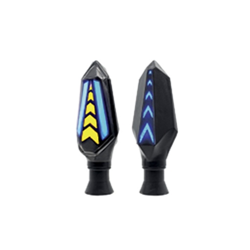 [RS-DIR-0007Y-BU] DIRECCIONAL LED SECUENCIAL BI-COLOR TIPO FLECHA UNIVERSAL (AMARILLO-AZUL)