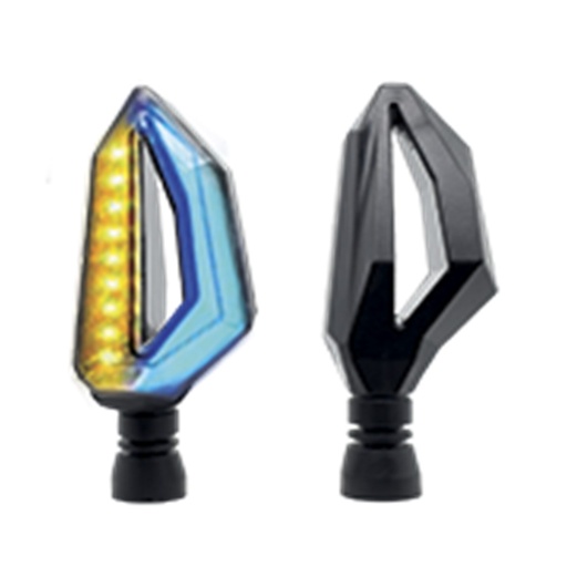 [RS-DIR-0033Y-BU] DIRECCIONAL LED SECUENCIAL TIPO ALETA UNIVERSAL (AMARILLO-AZUL)