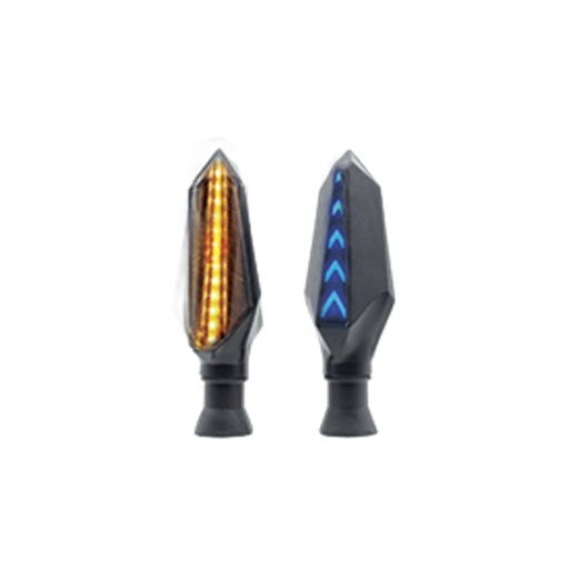 [RS-DIR-0018Y-BU] DIRECCIONAL LED SECUENCIAL TIPO FLECHA UNIVERSAL (AMARILLO-AZUL)
