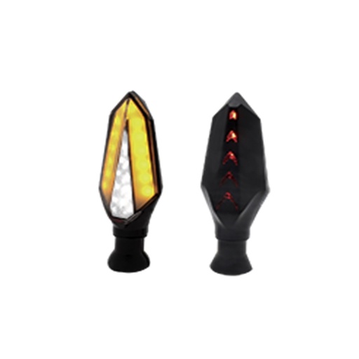 [RS-DIR-0034Y-W] DIRECCIONAL LED SECUENCIAL TIPO HEXAGONAL UNIVERSAL (AMARILLO-BLANCO)