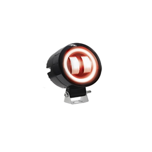 [RS-LED-13041W-R] FARO 2 LED REDONDO CON LUPA LUZ BLANCA FIJA Y ESTROBO OPCIONAL (BLANCO-ROJO)