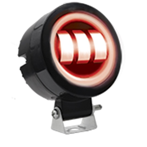 [RS-LED-13075W-R] FARO AUXILIAR LED CON LUPA REDONDO CON 3 LED OJO DE ANGEL ROJO CON LUZ BLANCA FIJA Y ESTROBO